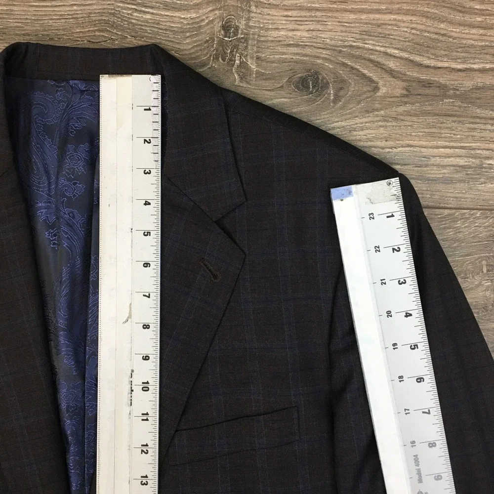 Mens BESPOKE Suit 2‎ Piece Jacket Pants Blazer Sport Coat Size 44L Wool Classic
